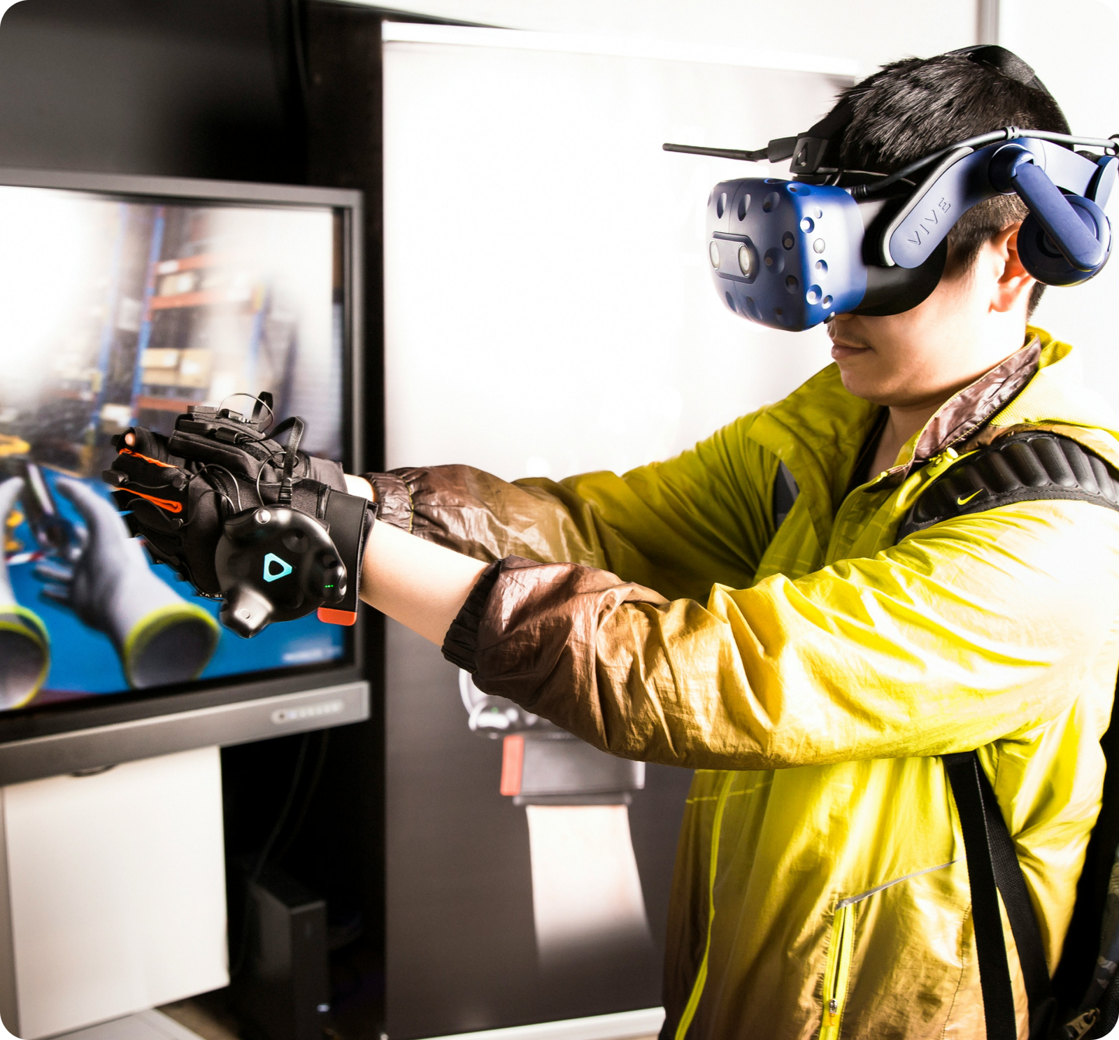 Person using a simulator game