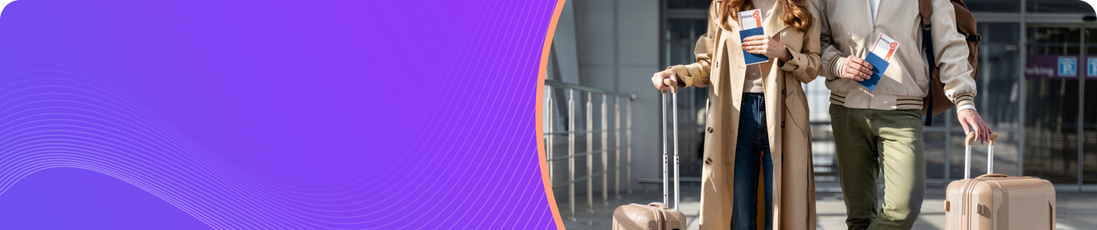 Couple at the airport with luggage and boarding passes, ready for travel adventure.