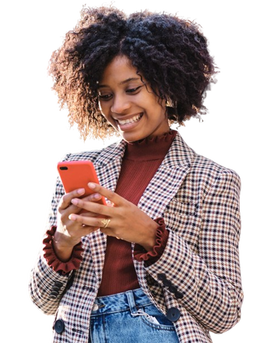 A black woman uses a smartphone