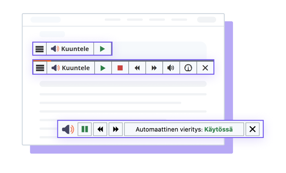 ReadSpeaker webReader -työkalun kuva automaattisella vierityksellä.