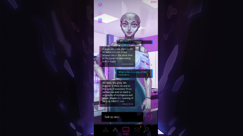 A character from a video game talks to the gamer.
